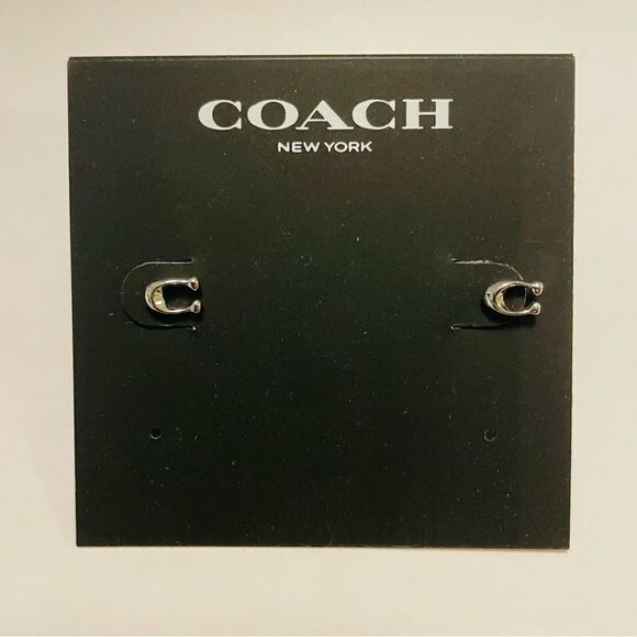 Coach Signature Silver Post Earrings - Picture 2 of 3